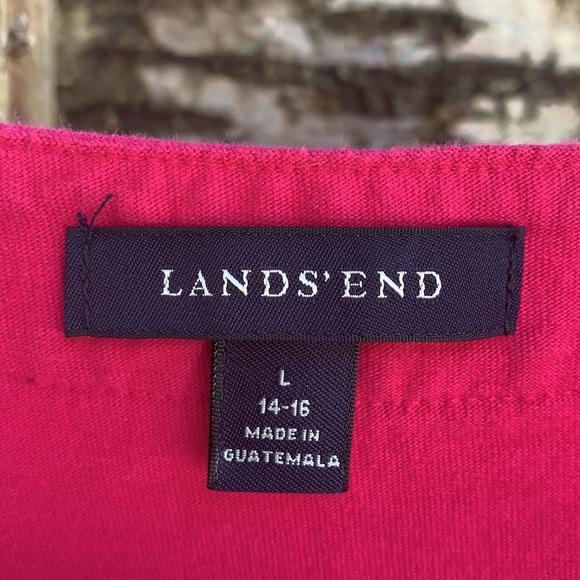 Lands End Brand Ladies size L 14-16 Magenta Pink Cotton Sheath Sleeveless Dress - Picture 2 of 12